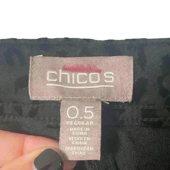 Chicos Black Leopard Print Skinny Grunge Goth Dark Edgy Casual Jeggings Jeans 10 - Picture 4 of 5